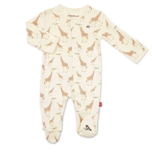 Magnetic Me Cream Jolie Giraffe Organic Cotton Magnetic Footie, ANB BABY