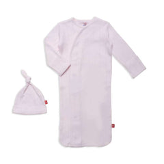 Magnetic Me Love Lines Pointelle Magnetic Gown and Hat Set, Newborn - 3 Months, ANB BABY