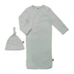 Magnetic Me Love Lines Pointelle Magnetic Gown and Hat Set, Newborn - 3 Months, ANB BABY