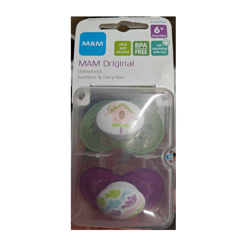 MAM Origional Pacifier 2 Pack for 6+ Months, Purple / Green, ANB BABY