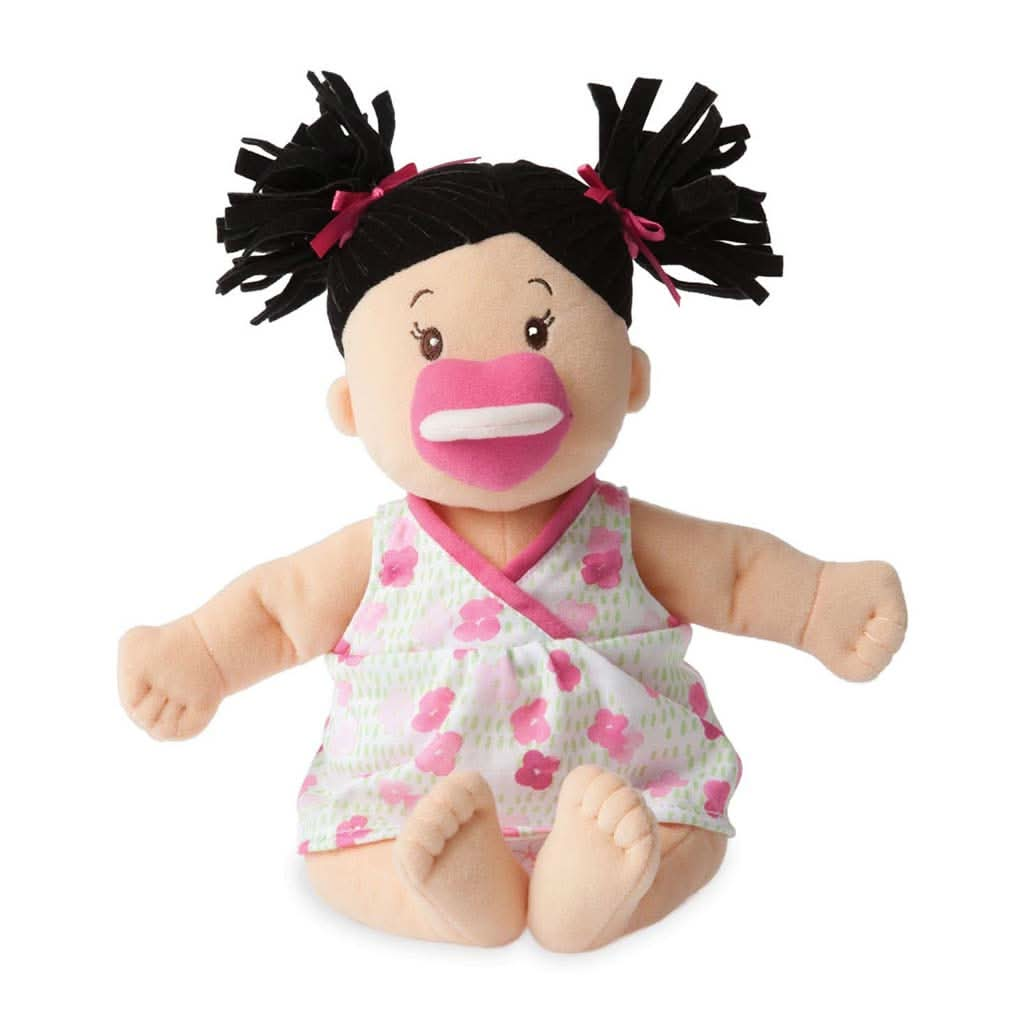 Manhattan Toy Baby Stella Peach Doll with Black Pigtails Toy, ANB BABY