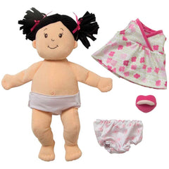 Manhattan Toy Baby Stella Peach Doll with Black Pigtails Toy, ANB BABY