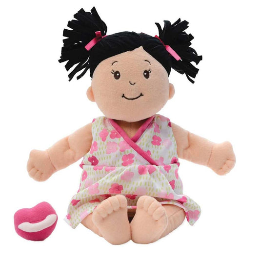 Manhattan Toy Baby Stella Peach Doll with Black Pigtails Toy, ANB BABY