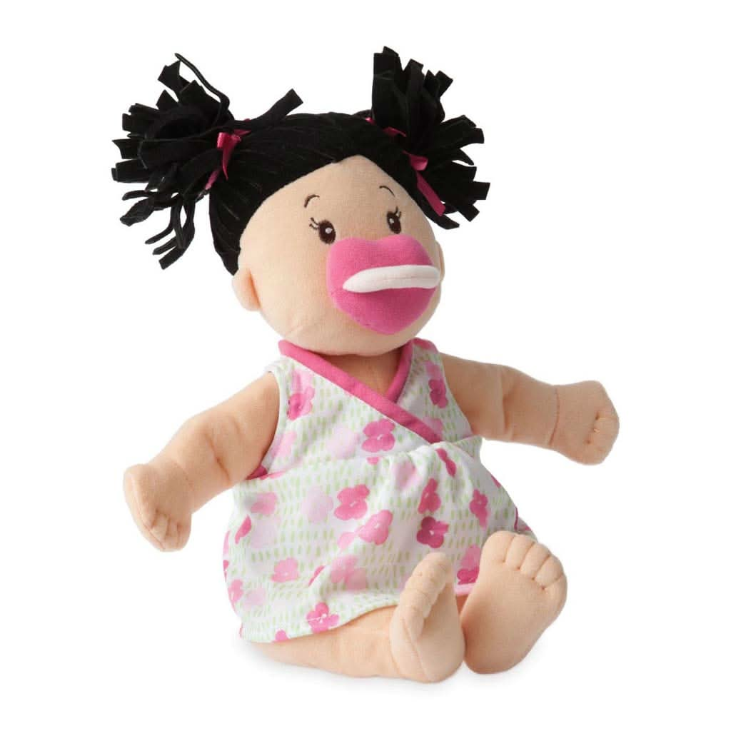 Manhattan Toy Baby Stella Peach Doll with Black Pigtails Toy, ANB BABY