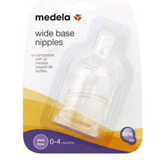 MEDELA Breast Milk Bottle Spare Parts with Three Medium - Flow Wide Base Nipples, ANB BABY