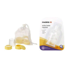 MEDELA Breast Milk Bottle Spare Parts with Three Medium - Flow Wide Base Nipples, ANB BABY