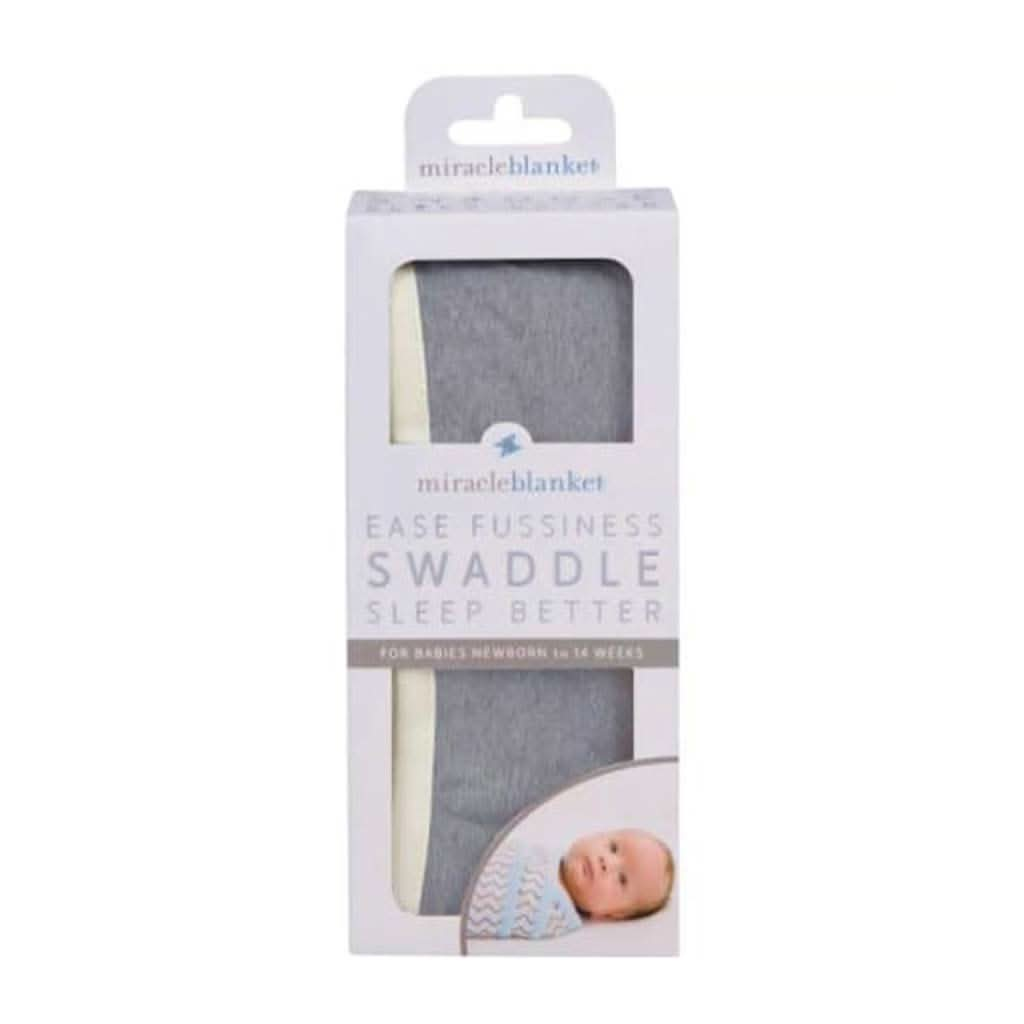 Miracle Blanket Baby Swaddle Blanket, Gray with Yellow Trim, ANB BABY