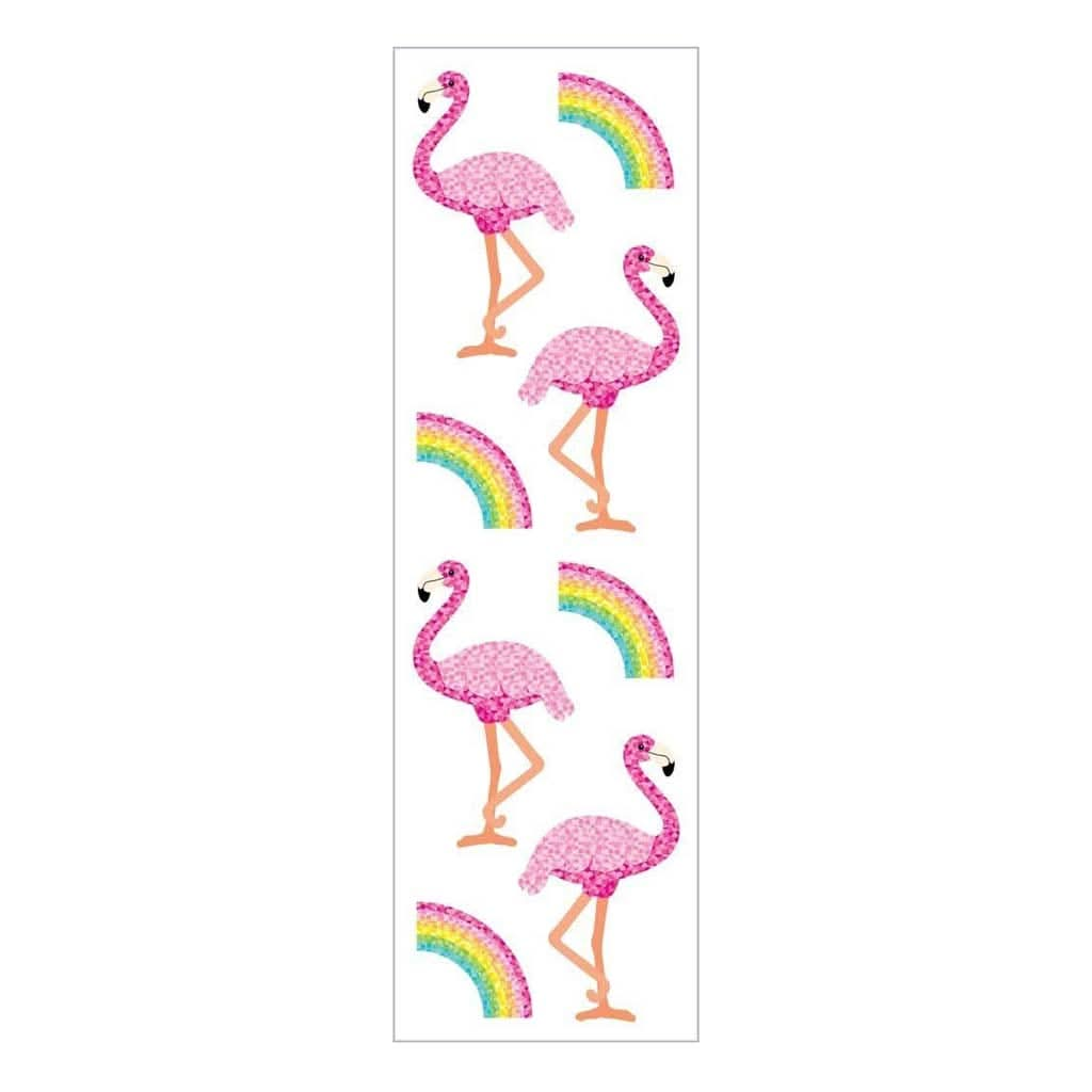 Mrs Grossmans Strip of Glitter Flamingos and Rainbows Stickers, ANB BABY