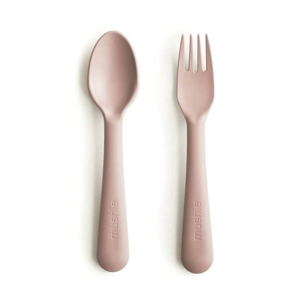 Mushie Dinnerware Fork and Spoon Set, ANB BABY