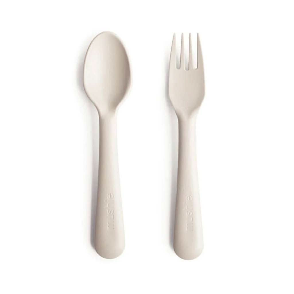 Mushie Dinnerware Fork and Spoon Set, ANB BABY