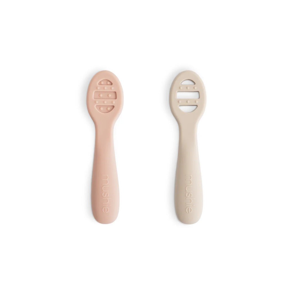 Mushie First Feeding Baby Spoons, 2 Pack Blush / Shifting Sand, ANB BABY