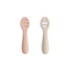 Mushie First Feeding Baby Spoons, 2 Pack Blush / Shifting Sand, ANB BABY