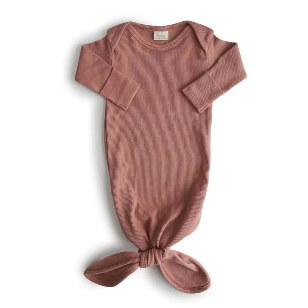 Mushie Ribbed Knotted Baby Gown, ANB BABY