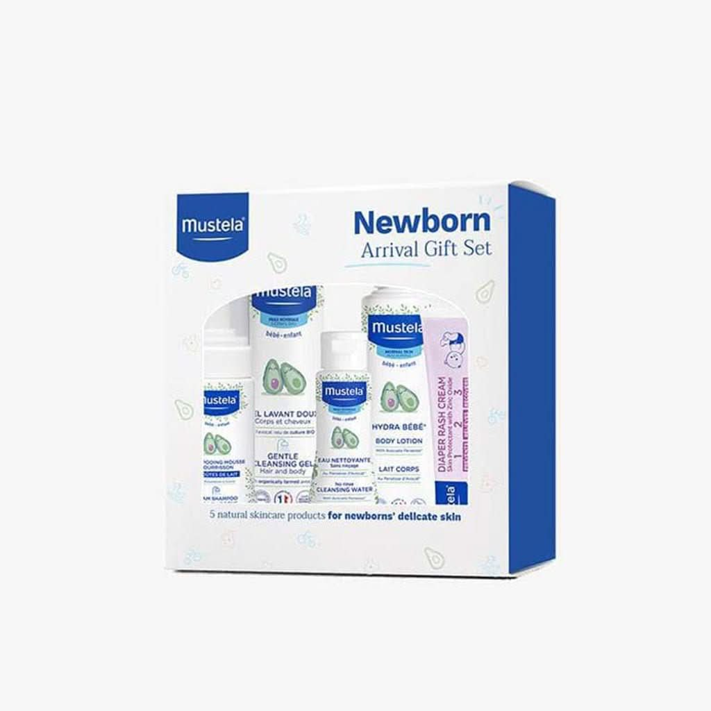 Mustela Newborn Arrival Gift Set, Baby Bathtime & Skin Care Essentials, 5 Items, ANB BABY