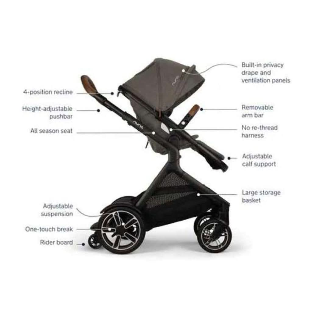 Nuna Demi Next Double Stroller + Rider Board + 2 PIPA AIRE RX Travel System, Caviar, ANB BABY