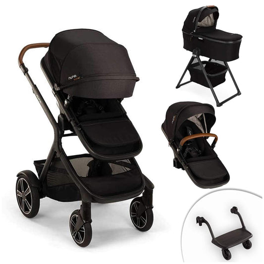 Nuna Demi Next Double Stroller + Rider Board + Bassinet, -- ANB Baby