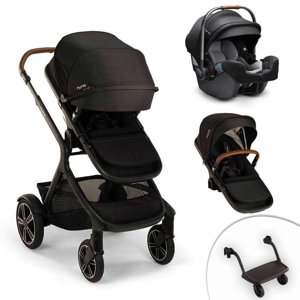 Nuna Demi Next Double Stroller + Rider Board + PIPA RX Travel System, ANB BABY