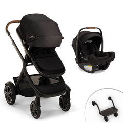 Nuna Demi Next Stroller + Rider Board + PIPA AIRE RX Travel System, Caviar, ANB BABY