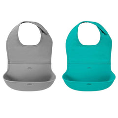 OXO TOT 2 - Piece Waterproof Silicone Roll Up Bib with Comfort - Fit Fabric Neck, ANB BABY