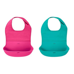 OXO TOT 2 - Piece Waterproof Silicone Roll Up Bib with Comfort - Fit Fabric Neck, ANB BABY