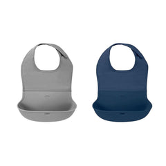 OXO TOT 2 - Piece Waterproof Silicone Roll Up Bib with Comfort - Fit Fabric Neck, ANB BABY