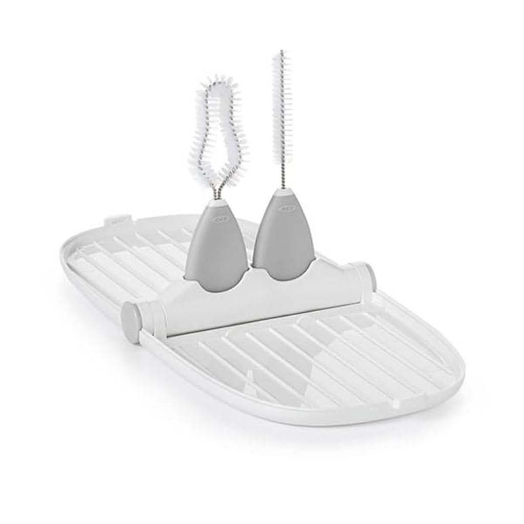 OXO TOT Breast Pump Parts Compact Drying Rack with Detail Brushes - Gray, ANB BABY