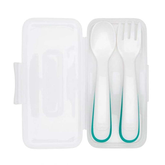 OXO TOT On-the-Go Plastic Fork and Spoon Set with Travel Case - ANB Baby