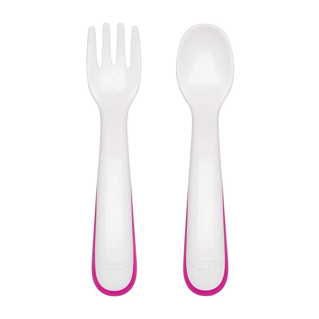 OXO TOT On - the - Go Plastic Fork and Spoon Set with Travel Case, ANB BABY