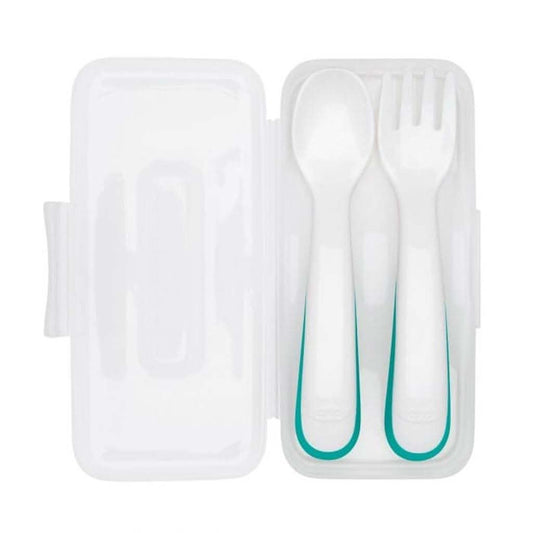 OXO TOT On - the - Go Plastic Fork and Spoon Set with Travel Case, ANB BABY