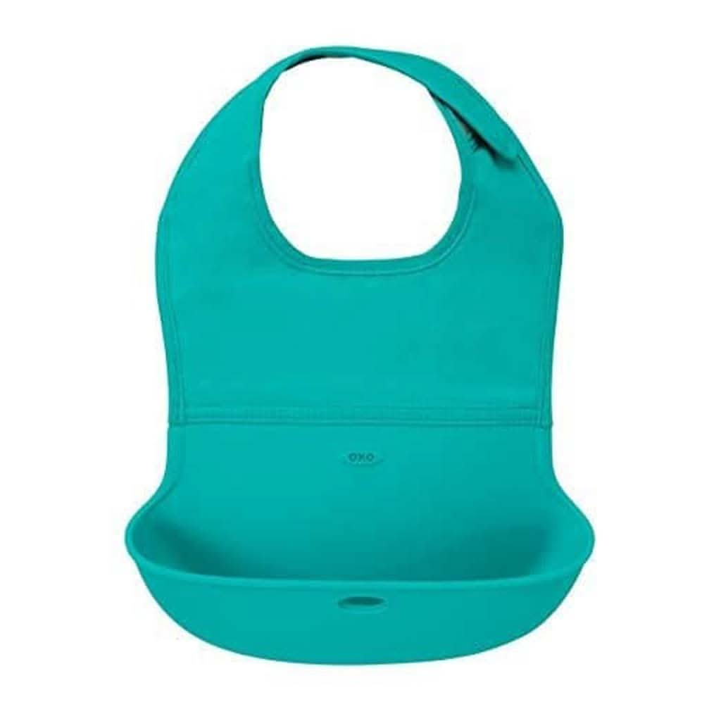 OXO Tot Waterproof Silicone Roll Up Bib with Comfort - Fit Fabric Neck, ANB BABY