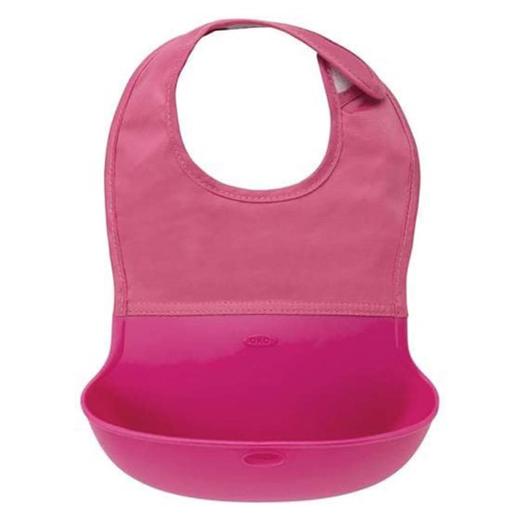 OXO Tot Waterproof Silicone Roll Up Bib with Comfort - Fit Fabric Neck, ANB BABY