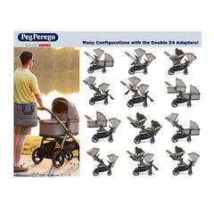 PEG PEREGO Upper and Lower Double Adapters For Z4 and YPSI Stroller, ANB BABY