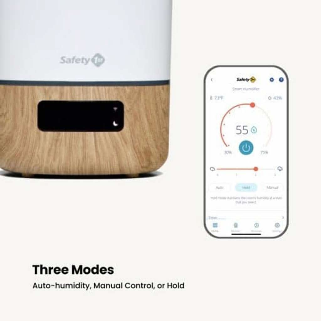 Safety 1st Smart Humidifier, White / Wood, ANB BABY