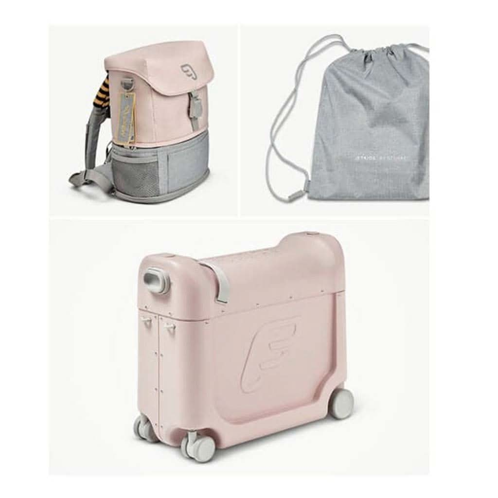 Stokke Jetkids BedBox + Crew Backpack Travel Bundle, Pink, ANB BABY