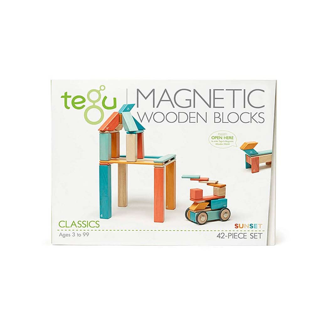 Tegu Magnetic Wooden Block Set, Sunset 14 - 42 Piece Sets, ANB BABY