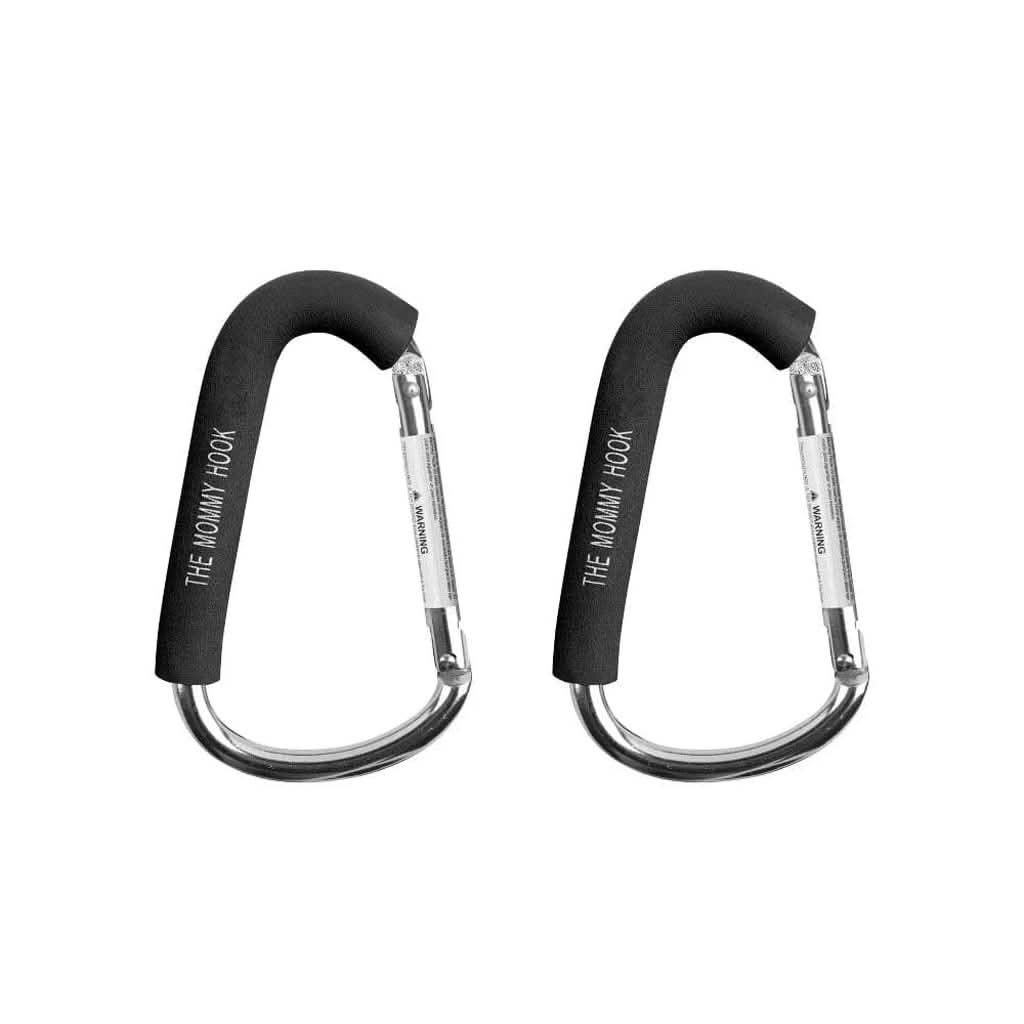 The Mommy Hook 2 - Pack Stroller Hook, Black / Silver, ANB BABY