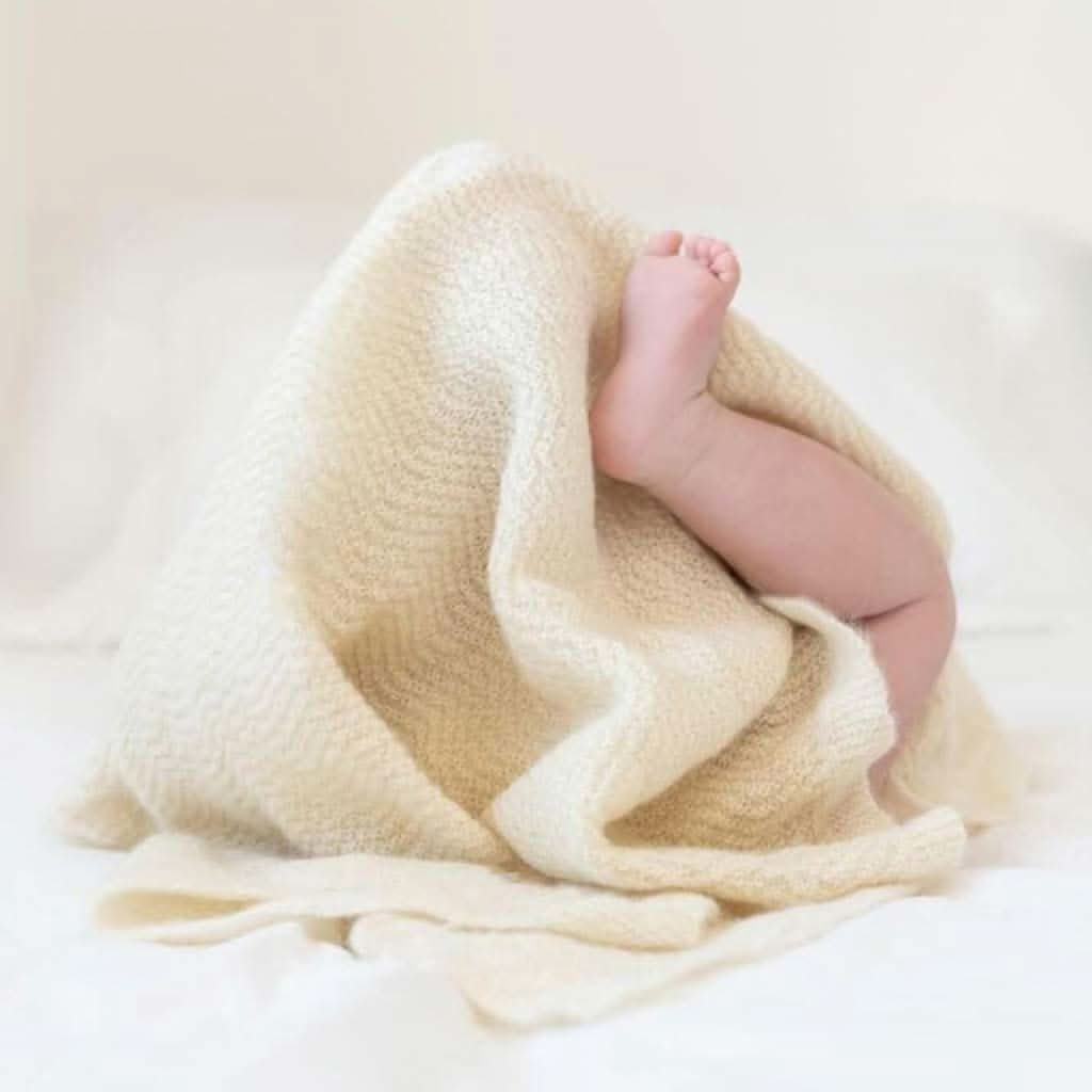 Tuwi Wave Knitted Baby Blanket, Cream, ANB BABY