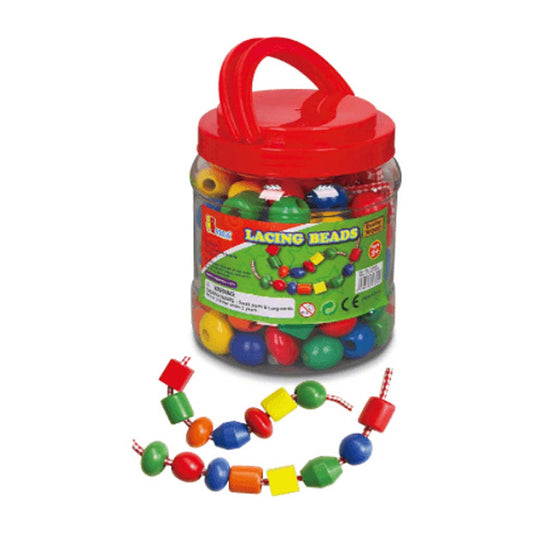 Viga Toys Wooden Lacing Beads, 90 - Pieces and 5 - Cords, ANB BABY