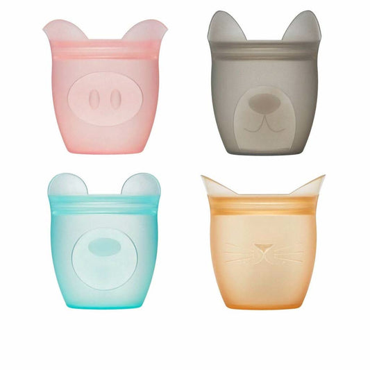 Zip Top Reusable Baby + Kid Snack Containers 100% Silicone, Set of 4, ANB BABY