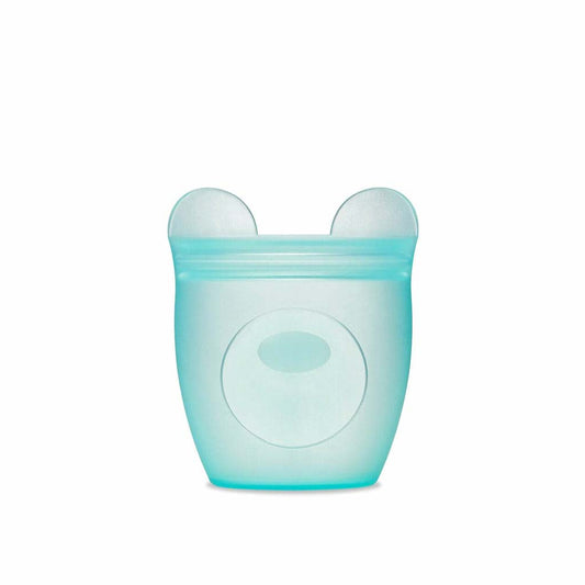 Zip Top Reusable Baby + Kid Snack Containers 100% Silicone, Teal Bear - ANB Baby