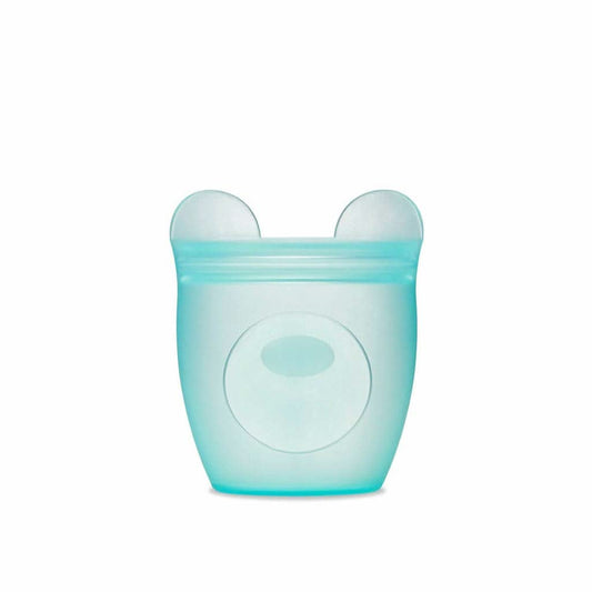 Zip Top Reusable Baby + Kid Snack Containers 100% Silicone, Teal Bear, ANB BABY