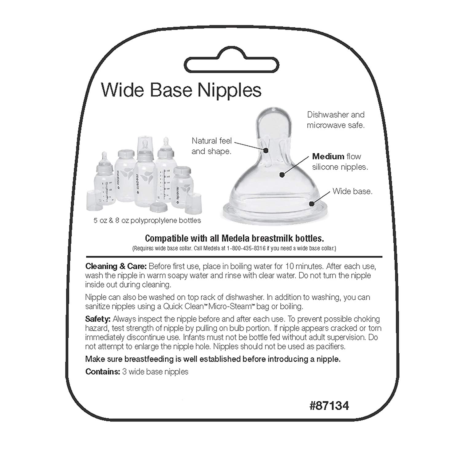 Medela Wide Base Nipple - 3-Pack