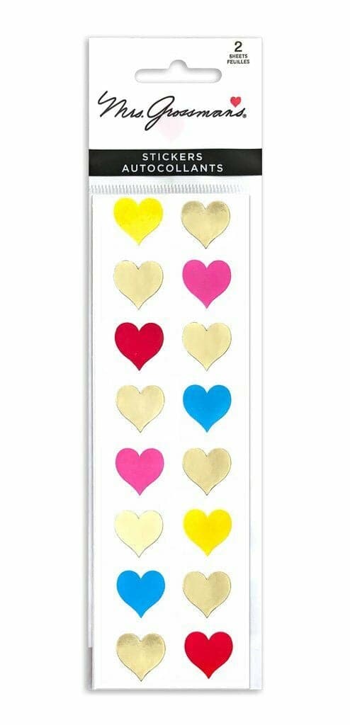 Mrs Grossman's Strip of Gold Multi Hearts Stickers, -- ANB Baby