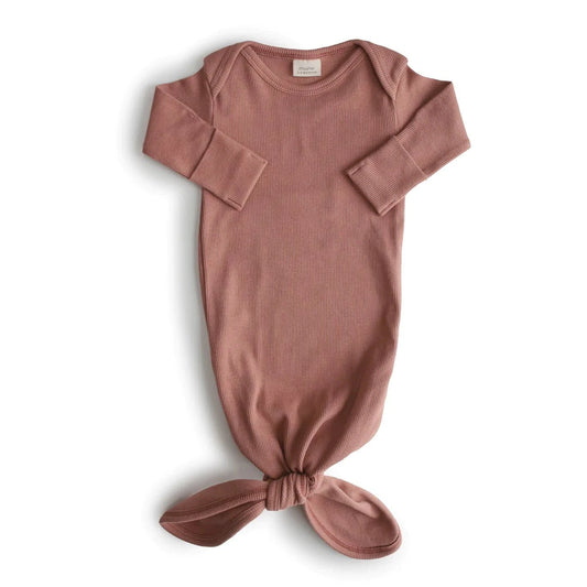 Mushie Ribbed Knotted Baby Gown, -- ANB Baby