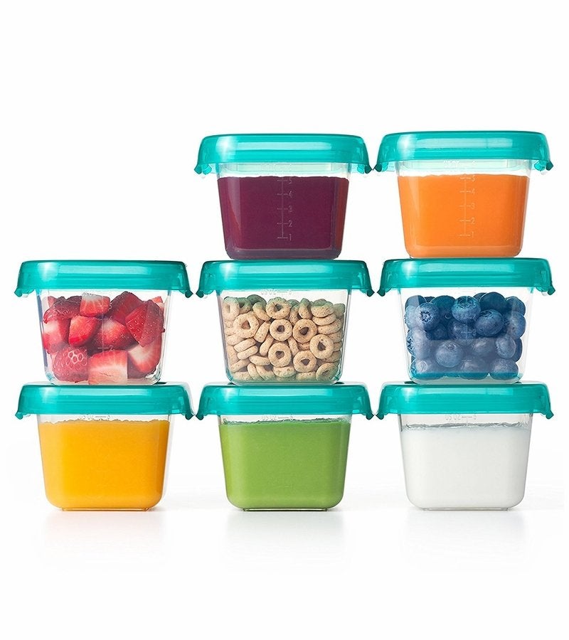  OXO Tot Baby Blocks Freezer Storage Containers Teal (4 Oz) :  Baby