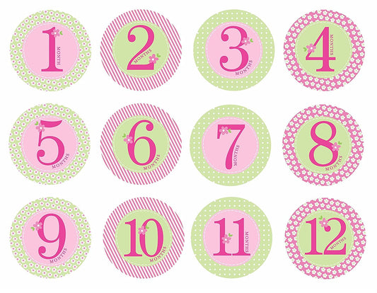 PEARHEAD Baby Milestone Stickers, Pink, -- ANB Baby