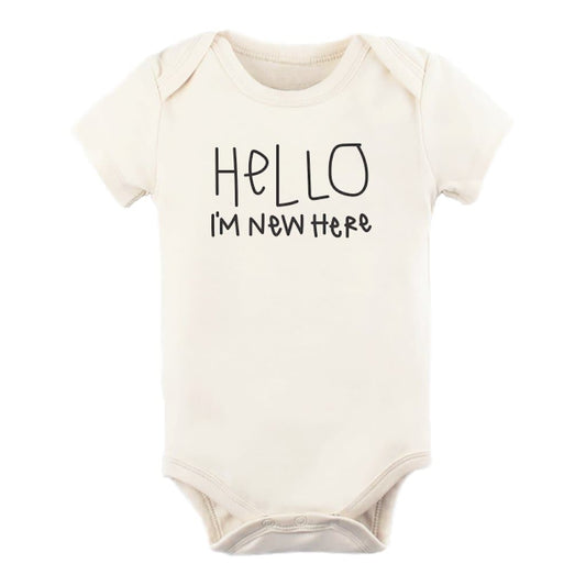 Tenth & Pine Hello I'm New Here Organic Cotton Onesie, 0-3 Months, -- ANB Baby